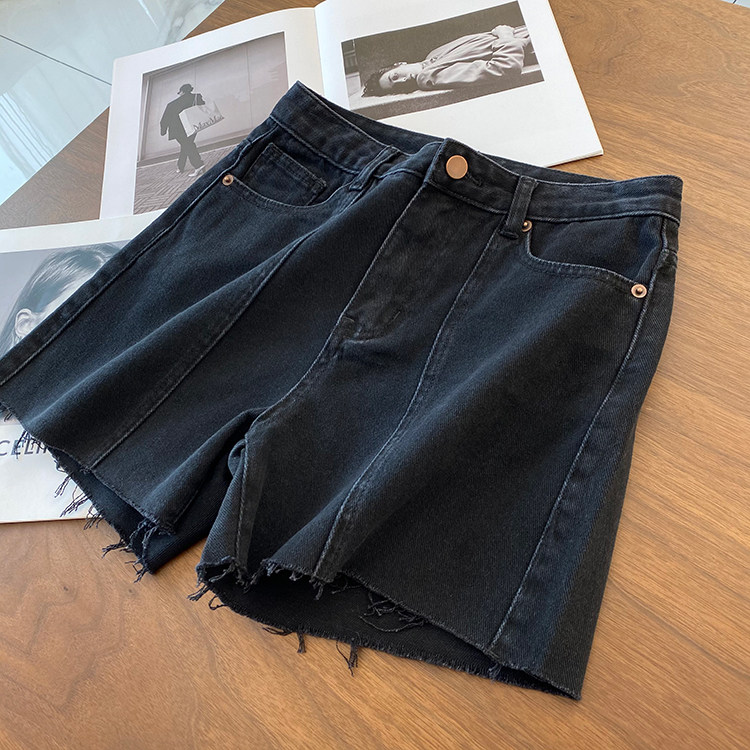 Can be used with all thin black stretch denim shorts Women's summer thin loose riding pants burr shorts