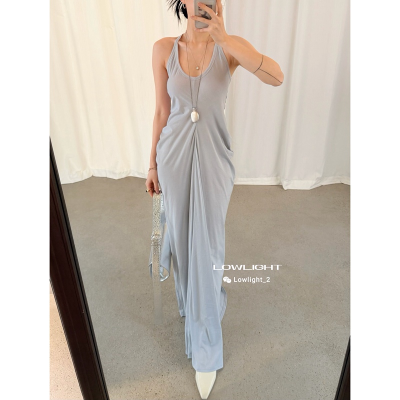 [Same Style as Zhao Lusi] Oude Waag Multi-Color Classic Knitted Draped Waist-Cinching Backless Dress