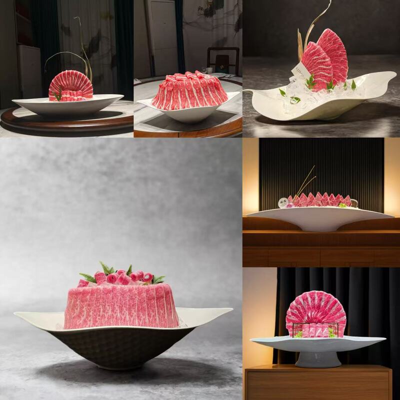 Beef Hot Pot Tableware, Beef Presentation Ice Tray, Oval Hot Pot Beef Tray, Steak Tray, Hotel Club Special-Shaped Tray