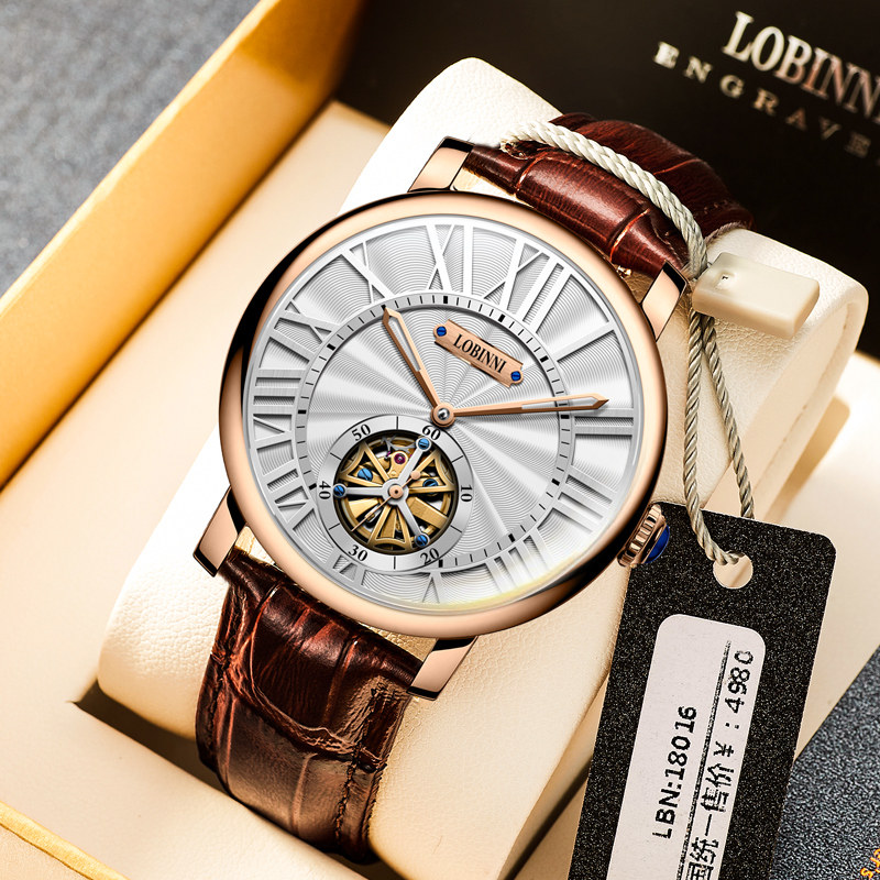 Robinney watch men's automatic mechanical watch brand 2019 new belt men's watch large dial