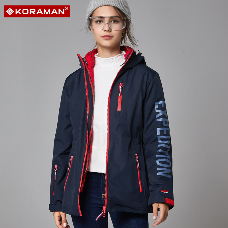 Tidal surmounted female three-in-one detachable two-piece set plus suede thickened outdoor mountaineering Korean Ski Costume Men