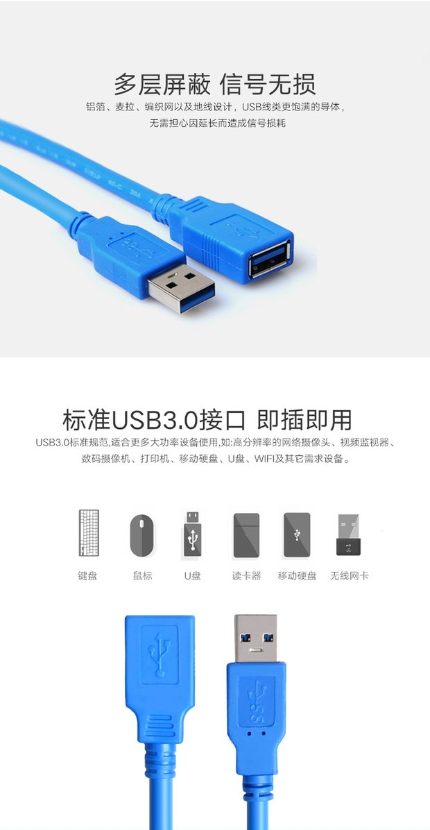 tốc độ cao cáp mở rộng USB3.0 vào thẻ thạc sĩ cáp máy tính đĩa cứng U chuột dòng dữ liệu 1,5 m - USB Aaccessories den led usb