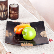 Coarse pottery fired cutlery pottery tray Fruit basin minimalist creative retro with rattan choreography trays Original wineware Imports