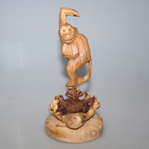 Zodiac Monkey Engraving Wooden Pendulum Pieces Bali Wood Carving Creative Doll Furnishing Desktop Home Decoration Gift