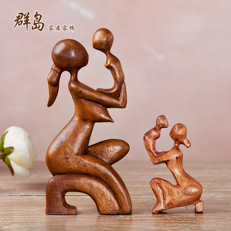 Bali Wood Sculptures Abstract Pendulum pieces Living room Home Decorative Goods Minimalist Creativity TV Cabinet Wine Cabinet Craft Gift Hem
