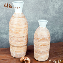 European ceramic creative rattan vase pastoral living room decoration simple flower arrangement special gift gift