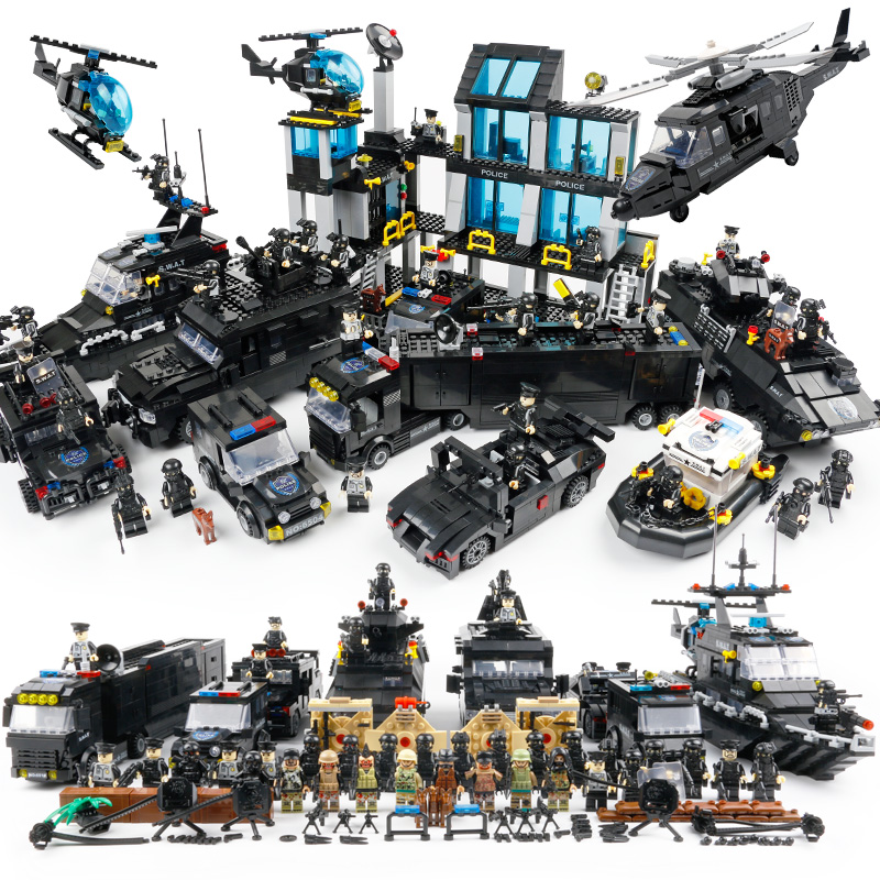 Building blocks boys' children assembled toy police series City 6-8-10-year-old 12 special police car gift Lego