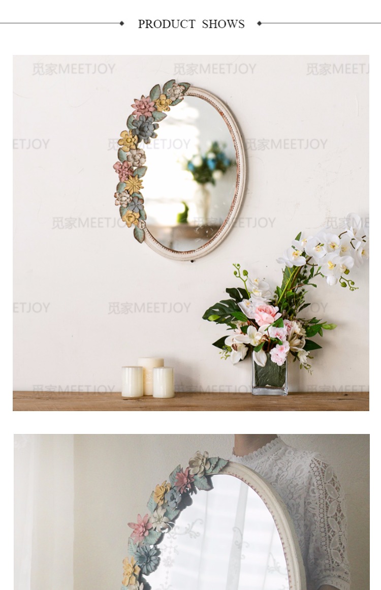 JZ015 Pháp mục vụ người Mỹ retro cũ rèn hoa sắt trang trí gương phòng tắm phòng tắm trang điểm gương - Gương gương nhỏ