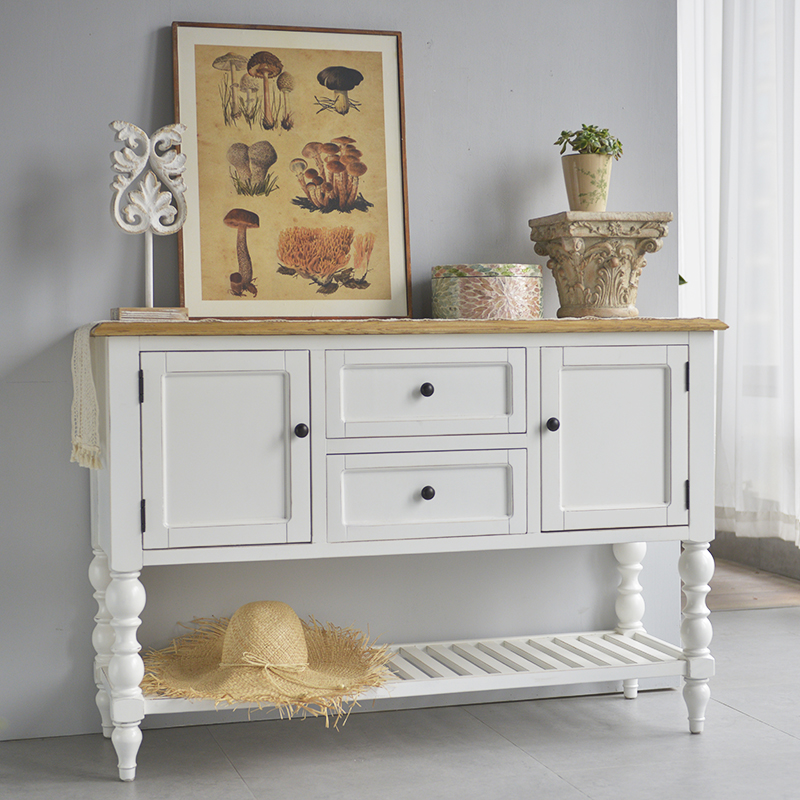 GZ032 European style style rural field garden wind solid wood mixed dining room dining cabinet containing cabinet door hall Xuanguan cabinet