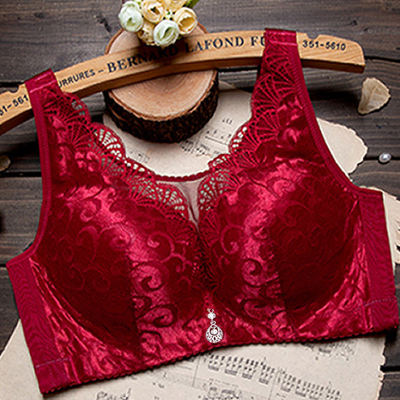 Silicone Rightebra Special Bra Wine Red Color Sizing Whole Cups Four Rows Of Buttons No Steel Ring Breast Surgery After Breast Surgery No Steel Ring