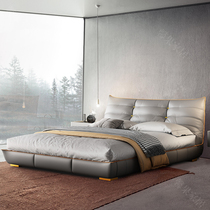 Light luxury bed Master bed modern minimalist wedding bed high-end atmospheric caterpillar double bed Italian minimalist skin bed