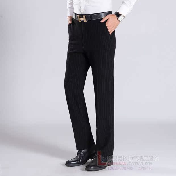 Lion Đặng Road mùa thu và mùa đông quần dài dài quần nam Slim Straight ủi miễn phí quần đen sọc phù hợp với quần quần vải caro