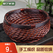 Rattan storage basket Desktop fruit basket snack basket Round egg steamed bun basket Grass woven bamboo woven storage basket basket