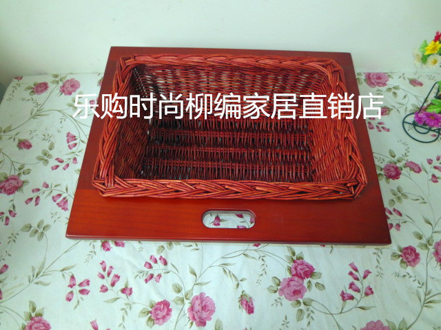 Willow overall cabinet custom storage basket rattan pastoral storage basket rattan wooden frame pull basket storage basket can be customized