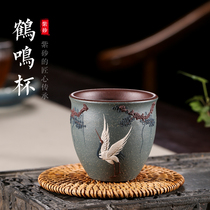 Yixing boutique purple sand tea master cup Handmade mud painting Heming single cup Small mouth tea cup Tea table tea set