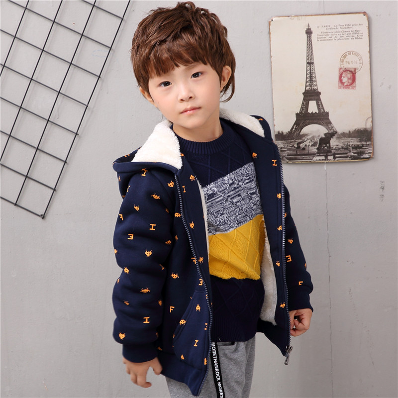 Boy's children suit necropolis jacket autumn winter clothing 2020 new plus velvet thickened suede cardiovert wee-shirt tide