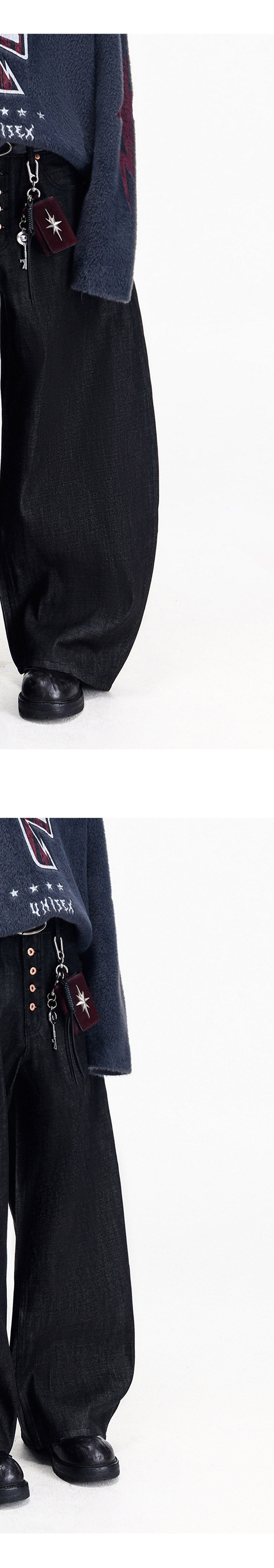 Peoplesense black raw denim wide-leg jeans: effortlessly stylish