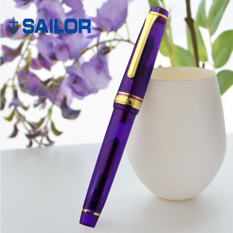 A sail write LESAILOR large 21K gold translucent violet flat head double-tone business signature