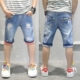 Quần short bé trai denim mùa hè mỏng trẻ em mặc quần trẻ em 2019 quần mới trong quần trẻ em lớn phiên bản Hàn Quốc của thủy triều - Quần jean