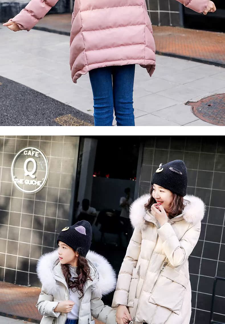 Quần áo cha mẹ cho bé mùa đông 2018 mới thủy triều mẹ nữ cotton lưới màu đỏ lắc âm thanh nước ngoài mùa đông cotton quần áo thời trang thu đông đồ đôi gia đình