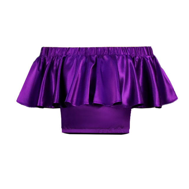 dollytang texture satin three-dimensional ruffled tube top + gradient tassel skirt suit female