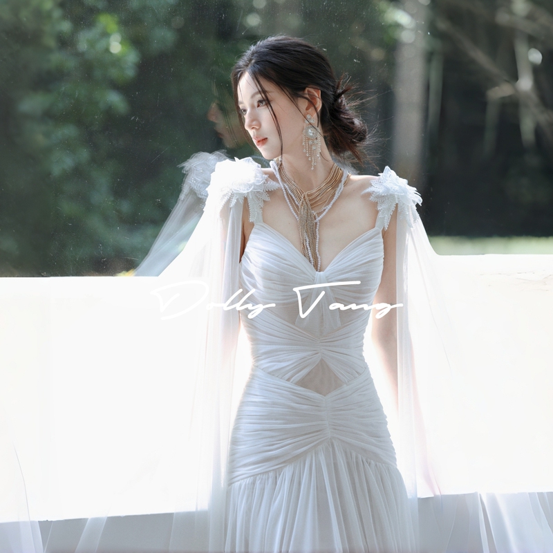 Dollytang Duojia Design-Inspired Heavy Pleated Dress with a Greek-Inspired Flowy Robe, Party Light Dress