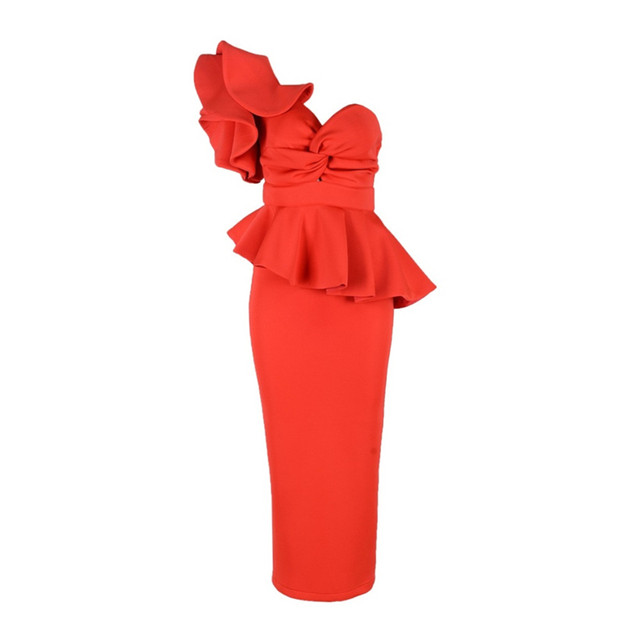 dollytang retro French ladies temperament tube top open back three-dimensional ruffled dress bag hip skirt suit