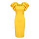 dollytang design three-dimensional ruffled dress French candy color square collar slim fit hip dress