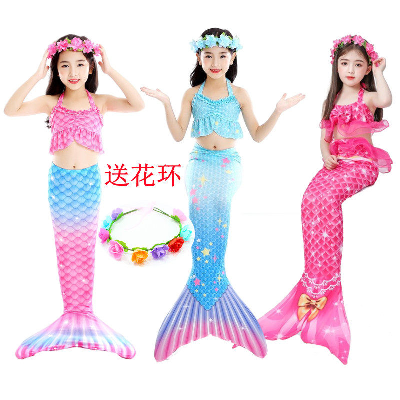 Girl Mermaid Tail Costume In Big Kids Bikini Swimsuit Suit Princess Skirt Baby Split Swimsuit