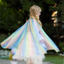 2021 new childrens cloak girl mesh shawl clothing Princess cloak Festival stars shining baby super beautiful