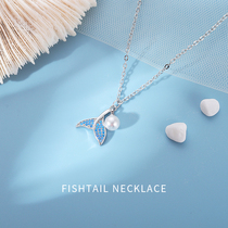 925 sterling silver fishtail pearl necklace 2021 new female summer choker light luxury niche design ins cold wind