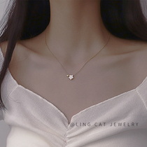 Star necklace female Sterling Silver 925 love choker five-pointed star pendant flash Diamond niche design sense ins tide Net Red