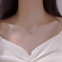 Angel wings necklace female choker sterling silver ins niche design sense cold wind rose gold 2021 New