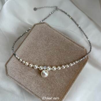 Broken Silver S Brand Imitation Pearl Necklace for Women 2025 New Popular Gradient Beaded Choker Collarbone Chain Autumn/Winter ins Style