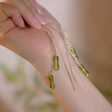 Зеленые бамбуковые модные ретро изысканные серьги, серебро 925 пробы, яркий броский стиль, 2022, в западном стиле