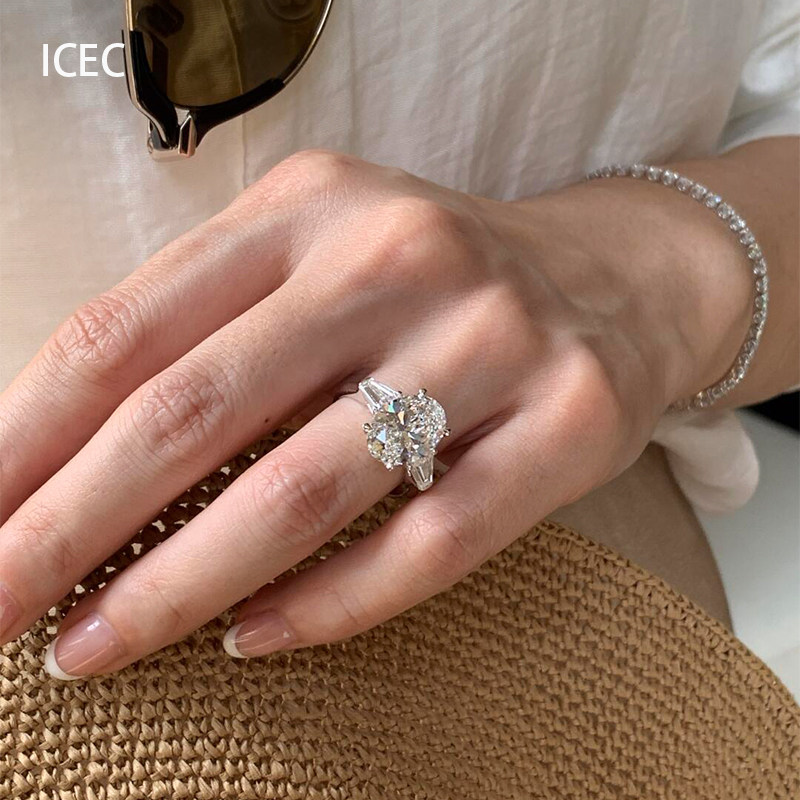 New Chinese style explosive pigeon egg imitation zircon ring for women