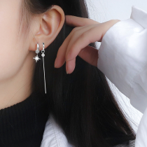 Asymmetric earrings 2021 New Tide Korean temperament Net red circle ear wire female sterling silver ear buckle autumn and winter ear ring