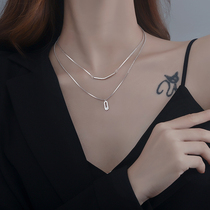 925 sterling silver double-layer stacked necklace female summer niche design sense simple High sense light luxury choker ins trend