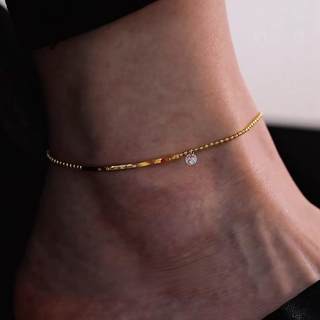 钛钢不掉色金珠单钻脚链女欧美风高端时尚脚踝轻奢小众清冷感脚环