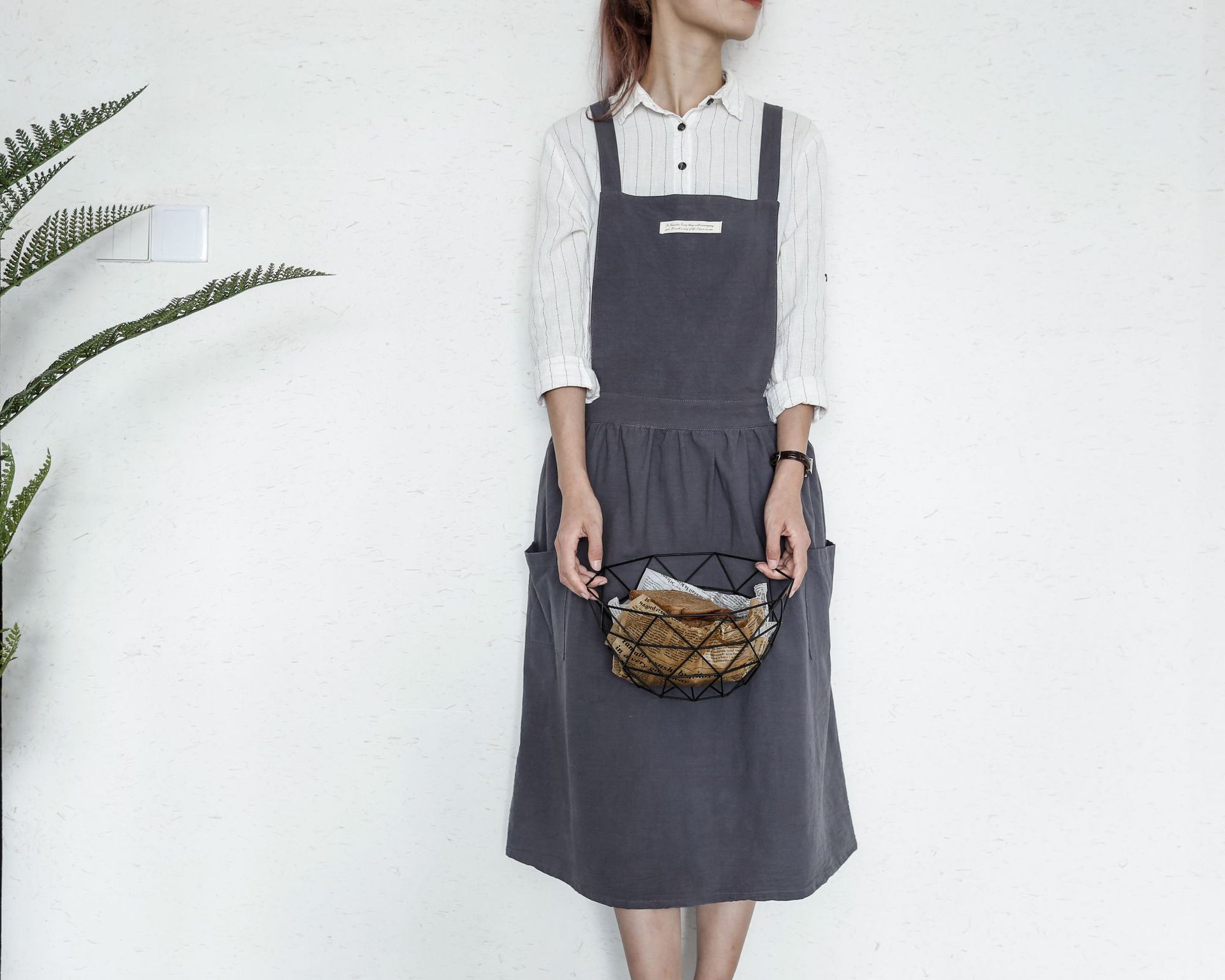 Honghui Home Nordic Home Kitchen Cotton Canvas Vest Apron Cafe Supplies Pure Cotton Waist