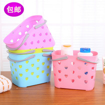 Handheld basket Bath Bath basket bath Korean cute plastic wash blue sub frame bathroom storage bucket basket basket basket