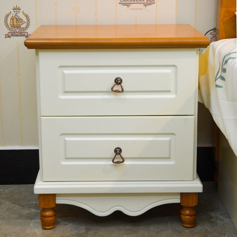 Mediterranean bedside table assembly children's solid wood bedside table storage cabinet American 40cm white bedroom bedside table