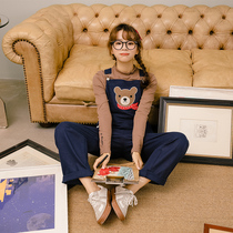 Ants Qeva Womens Dress Denim Back Belt Pants 2021 Summer Fall New Slim Fit Student Pants Broadleg Straight Drum Long Pants