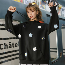 Korean hooded sweater womens autumn and winter 2020 New loose slim Joker lazy Harajuku wind long sleeve top