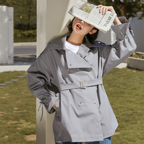 Korean Version Windcoat Jacket Woman 2021 Fall new Temperament High-end Blouse in the middle of a small sub-Port Wind coat