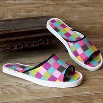 Sweat-absorbing and deodorant summer spring and autumn home womens singles home leisure lasagna bottom cloth slippers non-slip floor drag