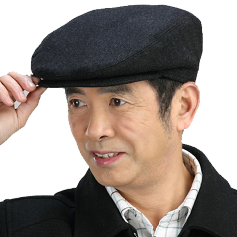 Hat men's spring and autumn wool, middle-aged and elderly dad elderly duck tongue cap men winter grandpa forward cap