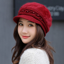 Hat Womens autumn and winter Korean fashion knitted hat wool cap plus velvet thickened warm hat travel ear protection