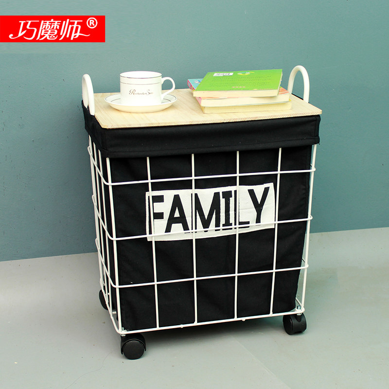 Fabric clothes storage box home storage basket dirty clothes basket wrought iron storage basket light luxury dirty clothes basket ins style storage