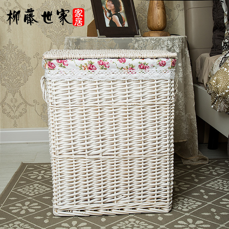 Promotional high-quality wicker storage box storage box dirty clothes storage cover with handle removable and washable specials